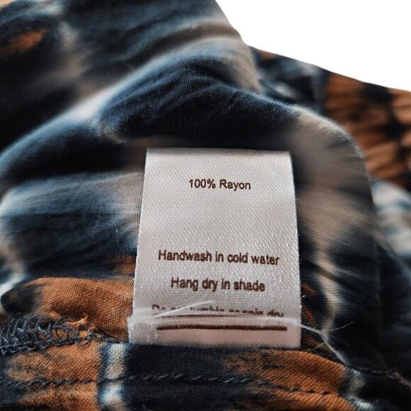 Tiare Womens Maxi Dress Blue Brown Tie Dye  ightweight Cinched Waist Beachy - Picture 15 of 15